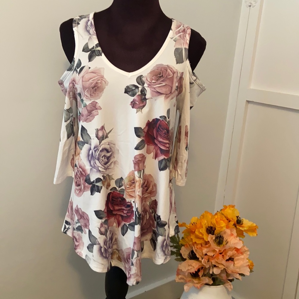 Floral Cold Shoulder Top